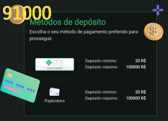 O cassino 91000bet oferece uma grande variedade de métodos de pagamento